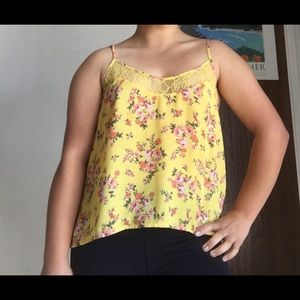 Yellow floral spring blouse